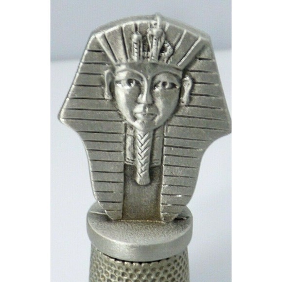 King Tut Thimble Pewter Tone Metal Signed Fort USA Collectible Sewing Vintage - Picture 10 of 11